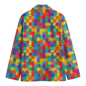 Colorful Autism Awareness Jigsaw Print Men's Blazer