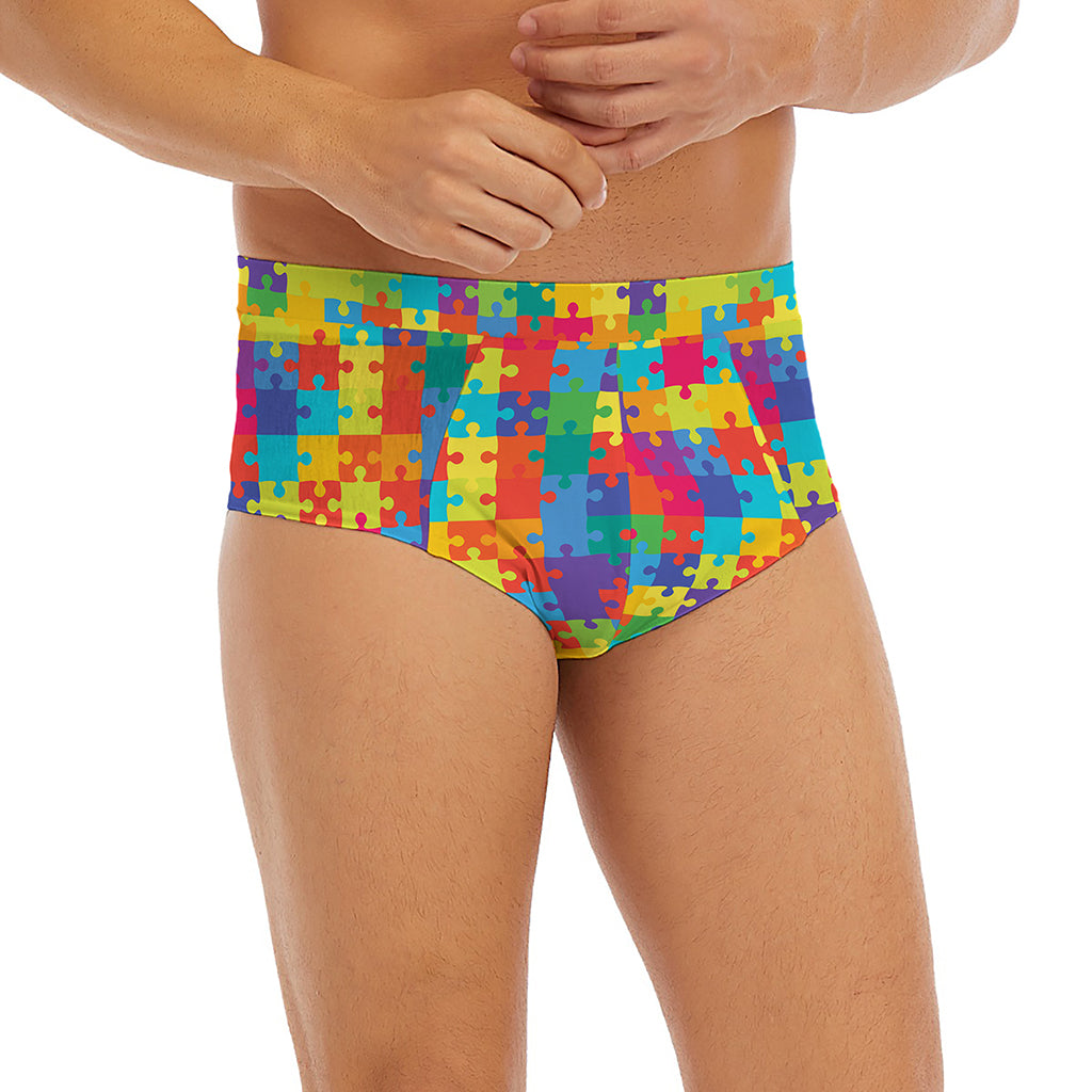 Colorful Autism Awareness Jigsaw Print Men's Briefs