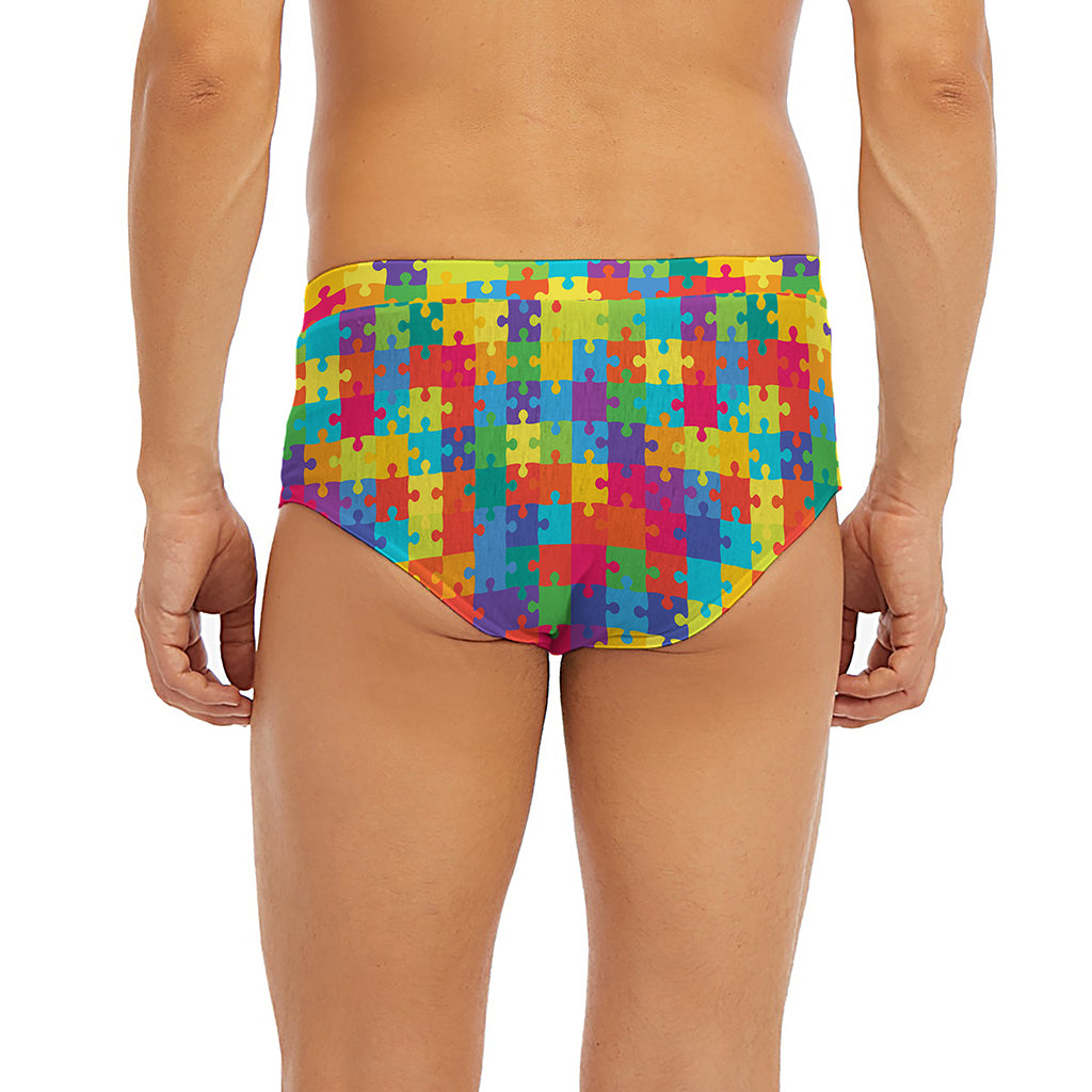 Colorful Autism Awareness Jigsaw Print Men's Briefs