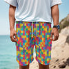 Colorful Autism Awareness Jigsaw Print Men's Cargo Shorts