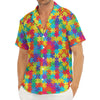 Colorful Autism Awareness Jigsaw Print Men's Deep V-Neck Shirt