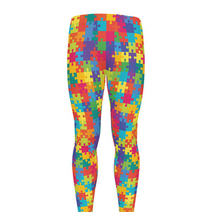 Colorful Autism Awareness Jigsaw Print Men's leggings