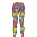 Colorful Autism Awareness Jigsaw Print Men's leggings