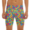 Colorful Autism Awareness Jigsaw Print Men's Long Boxer Briefs