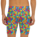 Colorful Autism Awareness Jigsaw Print Men's Long Boxer Briefs