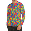 Colorful Autism Awareness Jigsaw Print Men's Long Sleeve Rash Guard