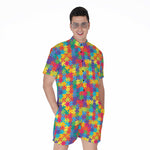 Colorful Autism Awareness Jigsaw Print Men's Rompers