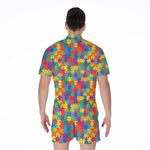 Colorful Autism Awareness Jigsaw Print Men's Rompers