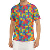 Colorful Autism Awareness Jigsaw Print Men's Short Sleeve Rash Guard