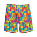 Colorful Autism Awareness Jigsaw Print Men's Athletic Shorts