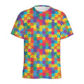 Colorful Autism Awareness Jigsaw Print Men's Athletic T-Shirt