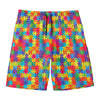 Colorful Autism Awareness Jigsaw Print Men's Swim Trunks