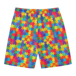 Colorful Autism Awareness Jigsaw Print Men's Swim Trunks