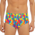 Colorful Autism Awareness Jigsaw Print Men's Triangle Swim Briefs