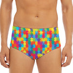 Colorful Autism Awareness Jigsaw Print Men's Triangle Swim Briefs
