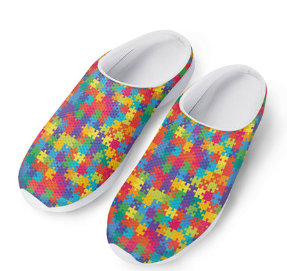 Colorful Autism Awareness Jigsaw Print Mesh Casual Shoes