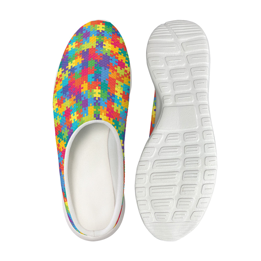 Colorful Autism Awareness Jigsaw Print Mesh Casual Shoes