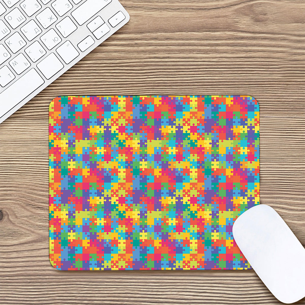 Colorful Autism Awareness Jigsaw Print Mouse Pad