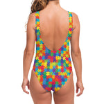 Colorful Autism Awareness Jigsaw Print One Piece Swimsuit