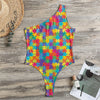 Colorful Autism Awareness Jigsaw Print One Shoulder Bodysuit