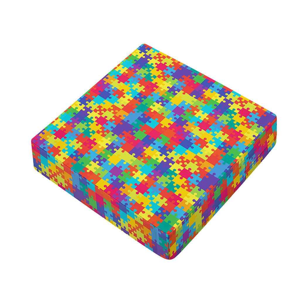 Colorful Autism Awareness Jigsaw Print Outdoor Seat Cushion Cover