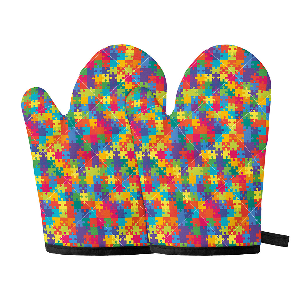 Colorful Autism Awareness Jigsaw Print Oven Mitts