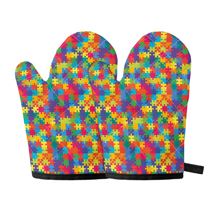 Colorful Autism Awareness Jigsaw Print Oven Mitts