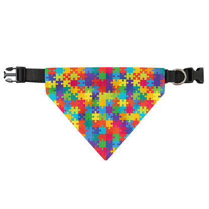 Colorful Autism Awareness Jigsaw Print Over The Collar Dog Bandana