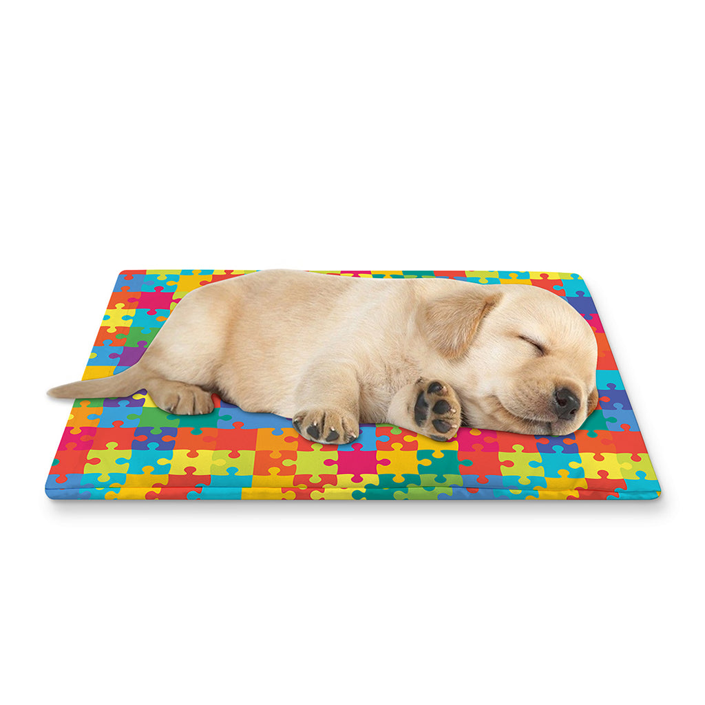 Colorful Autism Awareness Jigsaw Print Pet Cooling Mat Cover