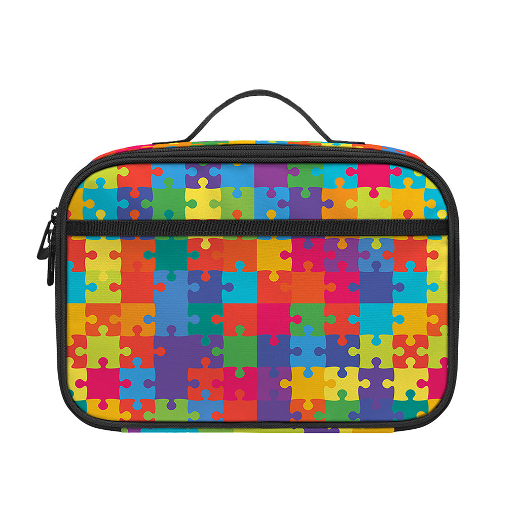 Colorful Autism Awareness Jigsaw Print Portable Lunch Bag