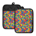 Colorful Autism Awareness Jigsaw Print Pot Holders With Pocket