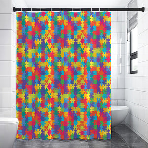 Colorful Autism Awareness Jigsaw Print Premium Shower Curtain