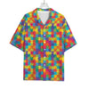 Colorful Autism Awareness Jigsaw Print Rayon Hawaiian Shirt