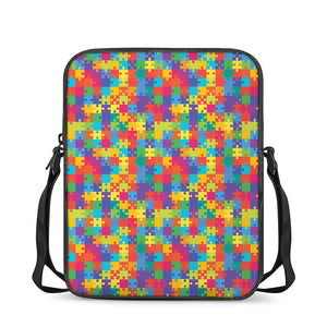 Colorful Autism Awareness Jigsaw Print Rectangular Crossbody Bag