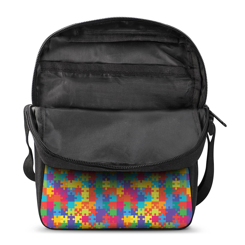 Colorful Autism Awareness Jigsaw Print Rectangular Crossbody Bag