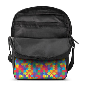 Colorful Autism Awareness Jigsaw Print Rectangular Crossbody Bag