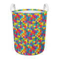 Colorful Autism Awareness Jigsaw Print Round Laundry Basket