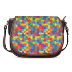 Colorful Autism Awareness Jigsaw Print Saddle Bag