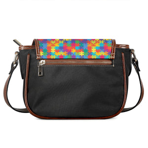 Colorful Autism Awareness Jigsaw Print Saddle Bag