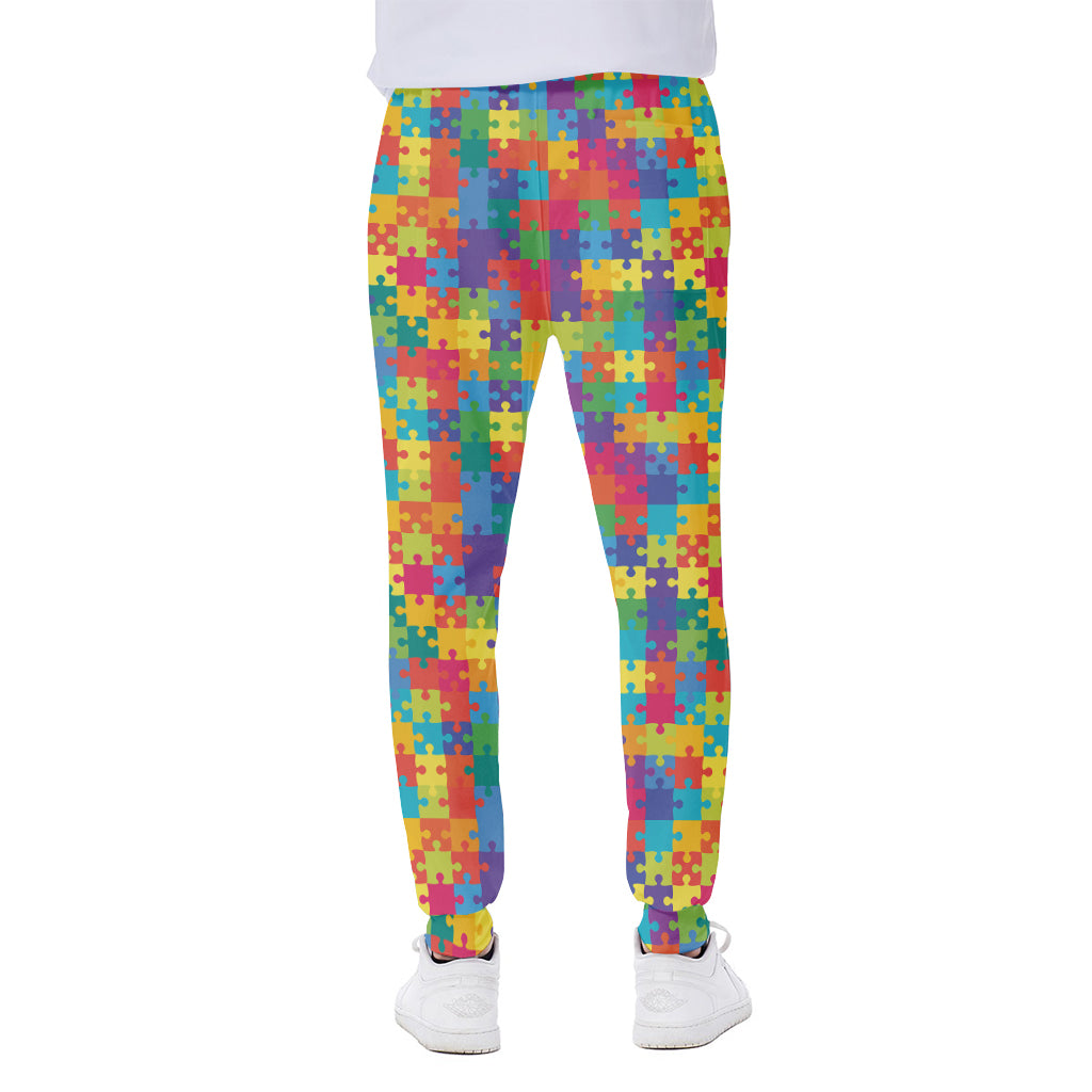 Colorful Autism Awareness Jigsaw Print Scuba Joggers
