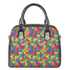 Colorful Autism Awareness Jigsaw Print Shoulder Handbag