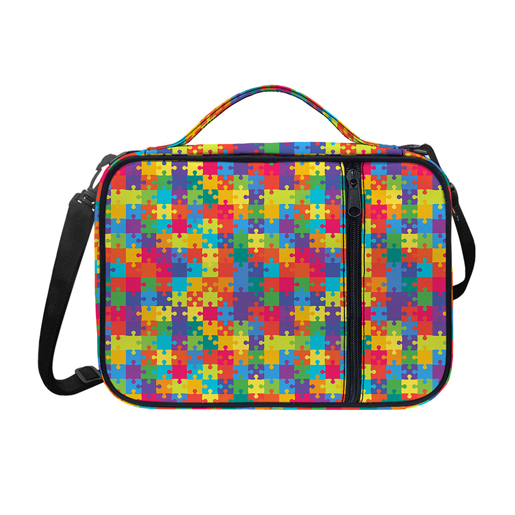 Colorful Autism Awareness Jigsaw Print Shoulder Strap Bible Bag