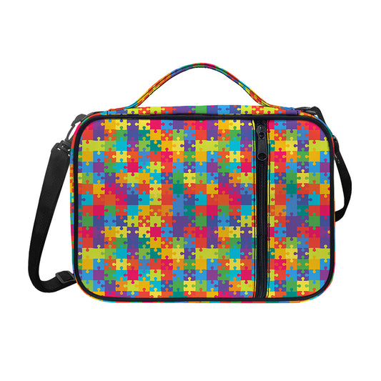 Colorful Autism Awareness Jigsaw Print Shoulder Strap Bible Bag