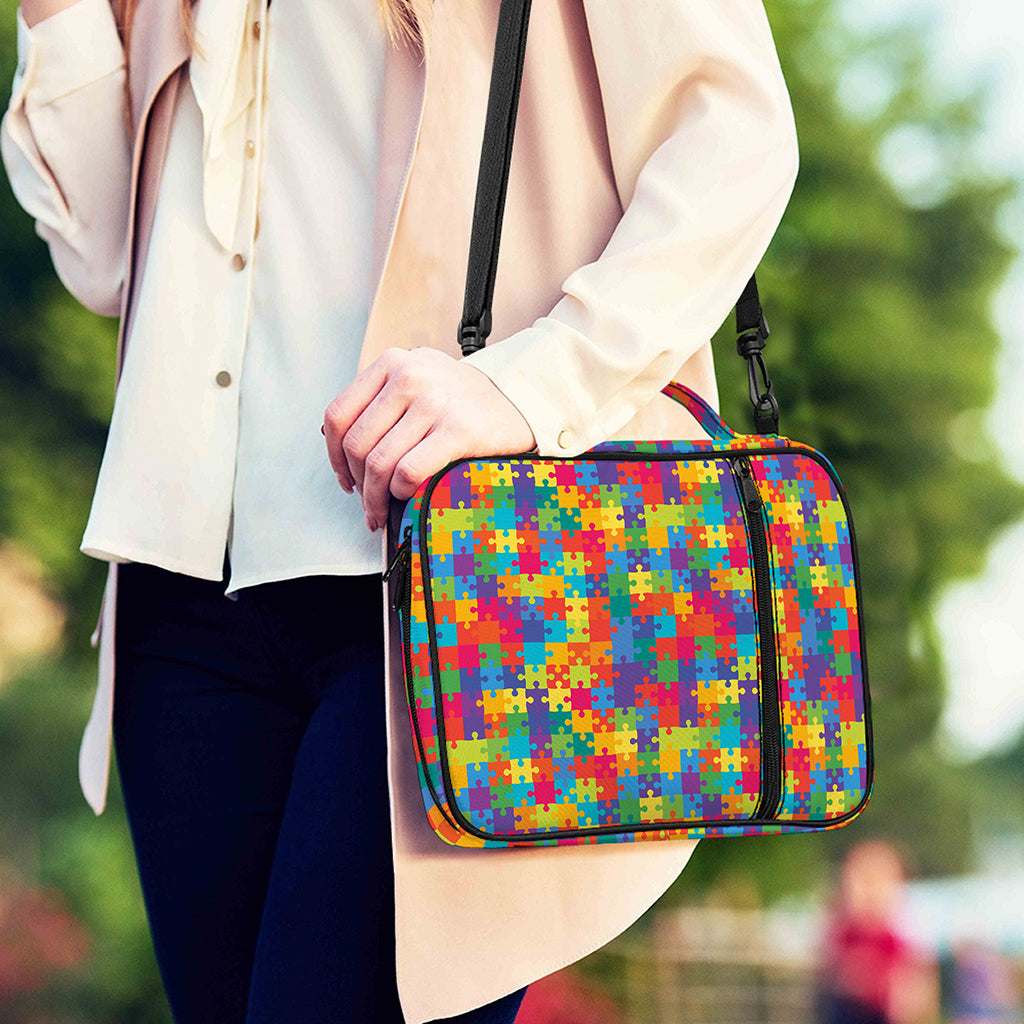 Colorful Autism Awareness Jigsaw Print Shoulder Strap Bible Bag