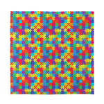 Colorful Autism Awareness Jigsaw Print Silk Bandana