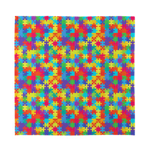 Colorful Autism Awareness Jigsaw Print Silk Bandana