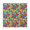 Colorful Autism Awareness Jigsaw Print Silk Bandana