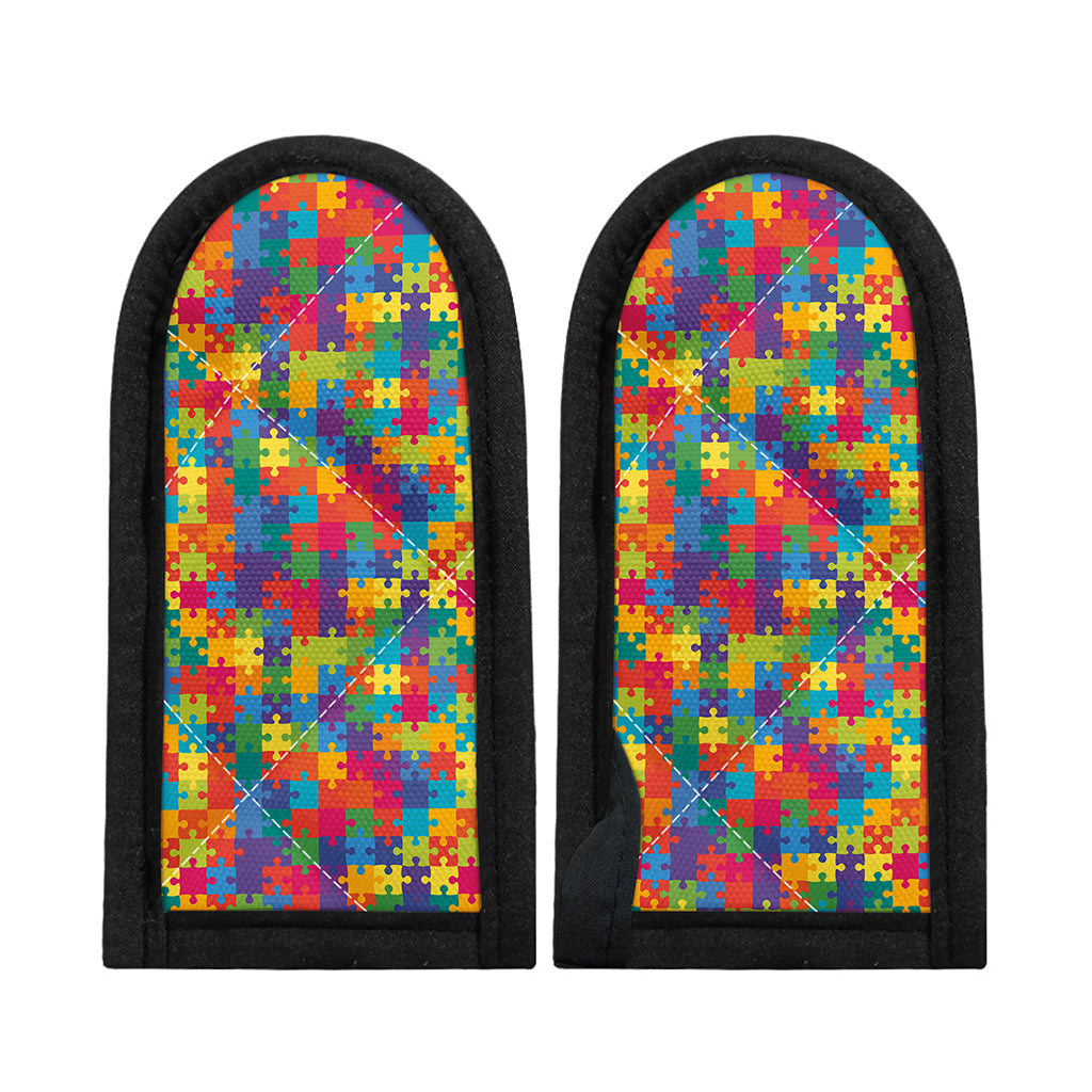 Colorful Autism Awareness Jigsaw Print Skillet Handle Cover