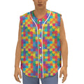 Colorful Autism Awareness Jigsaw Print Sleeveless Baseball Jersey