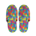 Colorful Autism Awareness Jigsaw Print Slippers